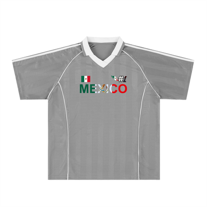 Mexico Flag Themed Graphic Stripe Collared Soccer Jersey