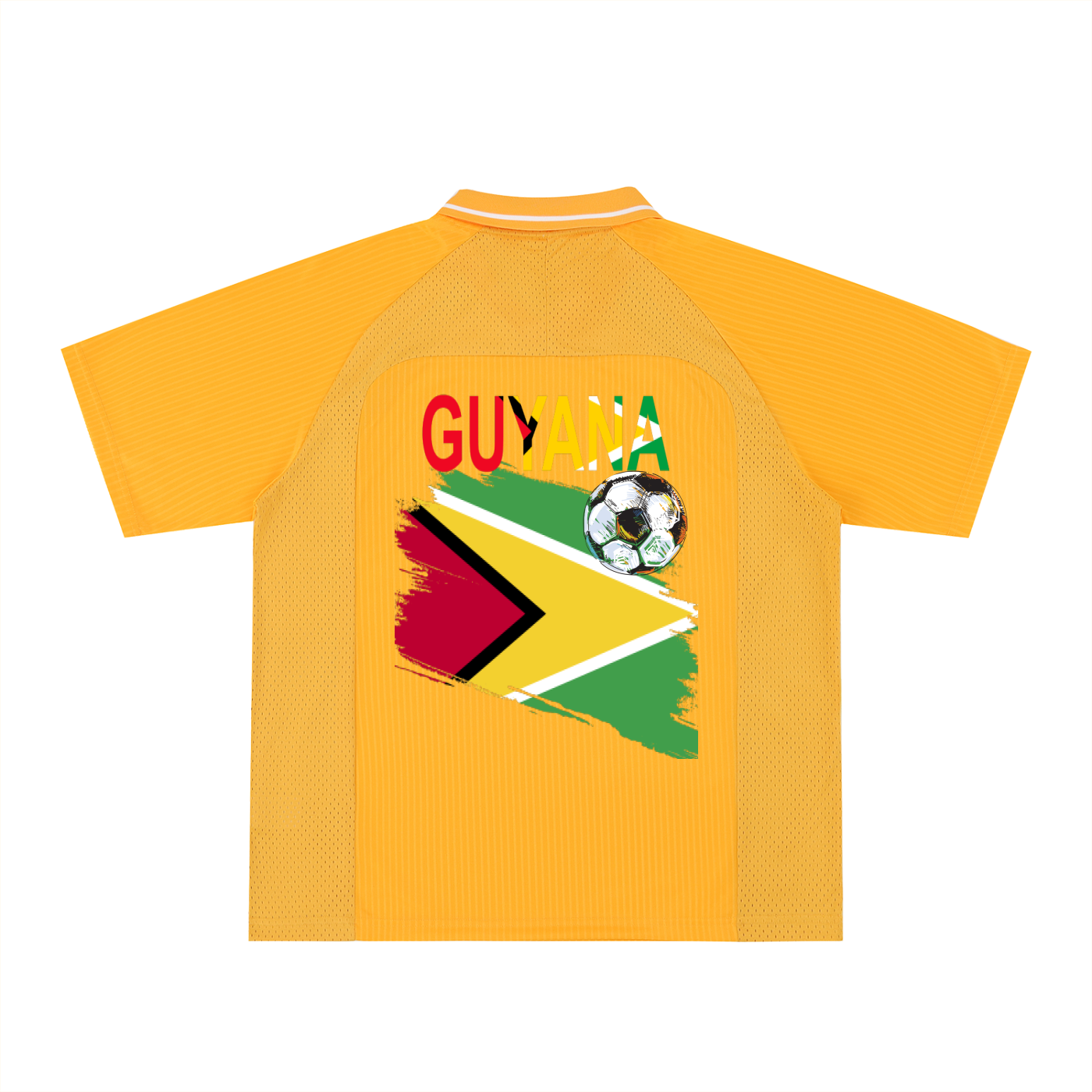 Guyana Flag Themed Unisex Graphic Striped V-Neck Soccer Jersey