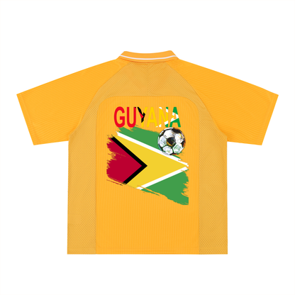 Guyana Flag Themed Unisex Graphic Striped V-Neck Soccer Jersey