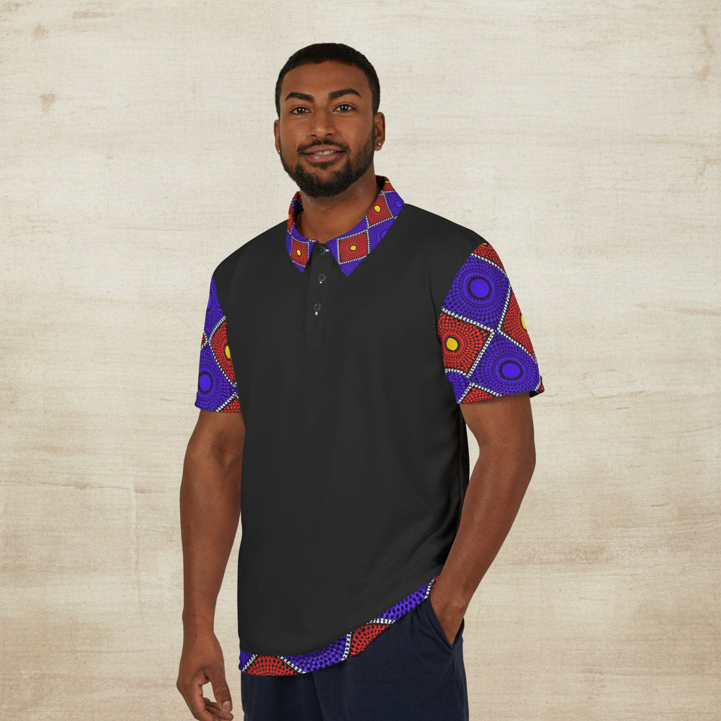 Accent Geometric African Wax Print Polo Shirt
