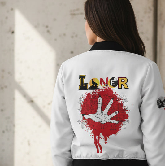 Gothic Jacket, Graphic Women's Bomber Jacket, 3D Hand Art, Fashionable Lightweight Jacket