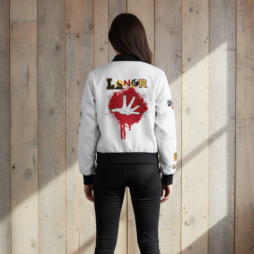 Gothic Jacket, Graphic Women's Bomber Jacket, 3D Hand Art, Fashionable Lightweight Jacket