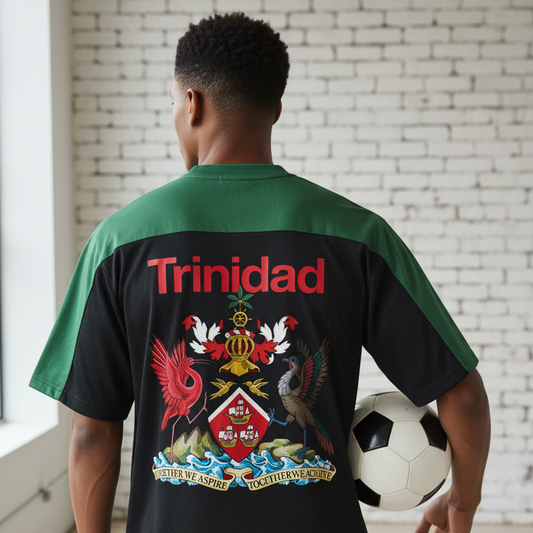 Trinidad Flag Themed Oversized Mesh V-Neck Unisex Soccer Jersey