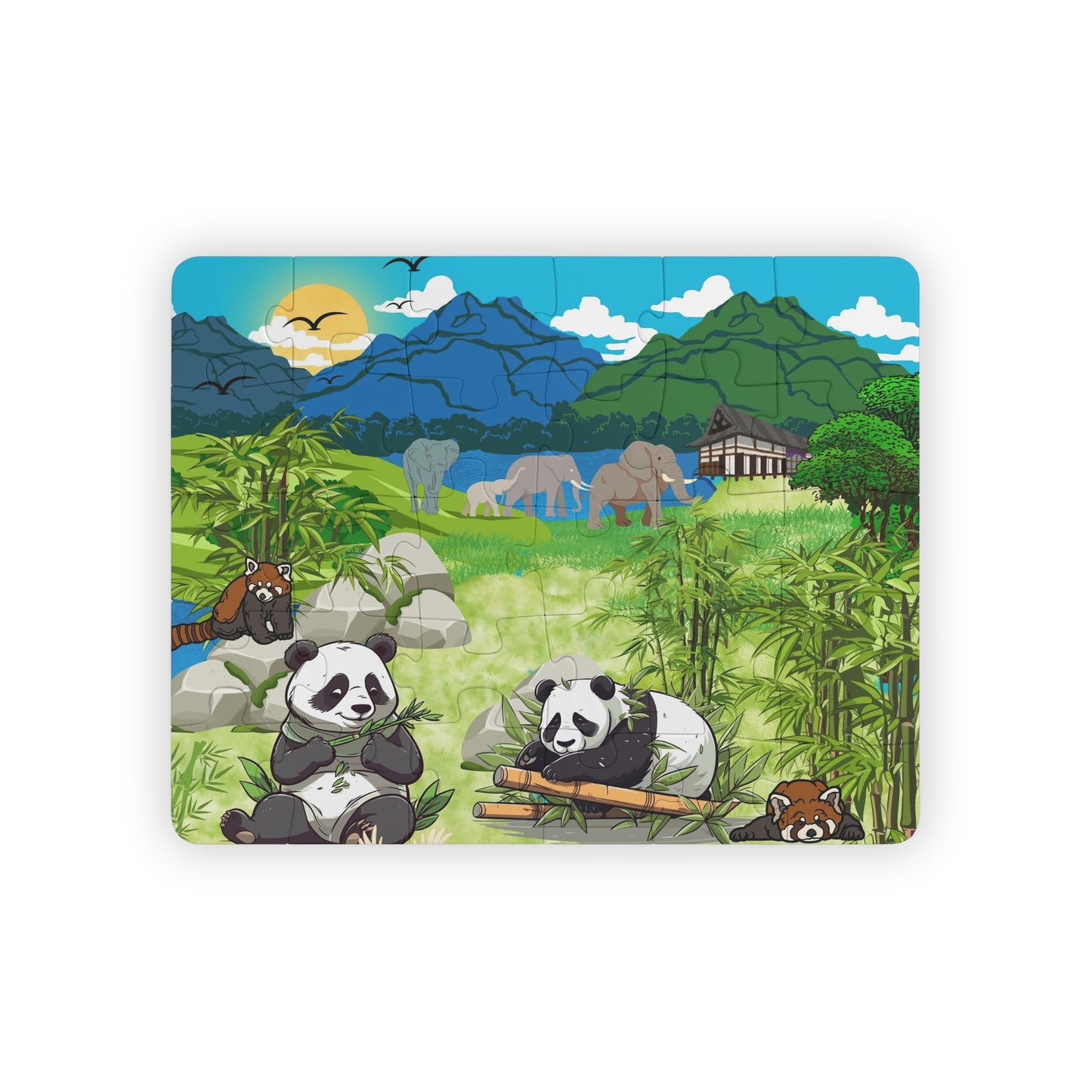 Kids' Puzzle, 30-Piece - Animals from Asia, Panda Puzzle, Educational Jigsaw Game