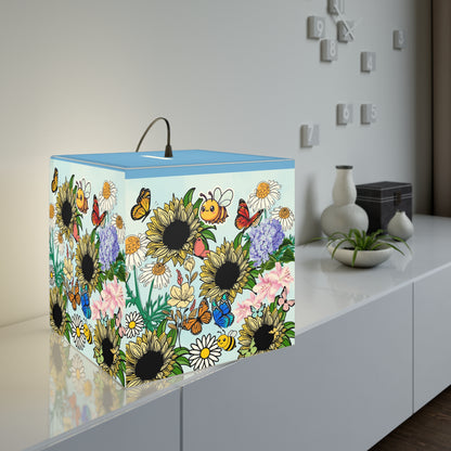 Sunflower Meadow Light Cube Lamp — Floral Bee & Butterfly Hanging Nightlight