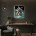 Knight and Dragon Acrylic Wall Art Panel — Fantasy Castle Nightscape Décor Printify