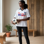 Belize  Flag Themed Contrast Collar Striped Unisex Soccer Jersey