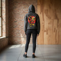 Unisex Samurai Menpo Graphic Vintage Washed Frayed-Hem Hoodie ODMPOD