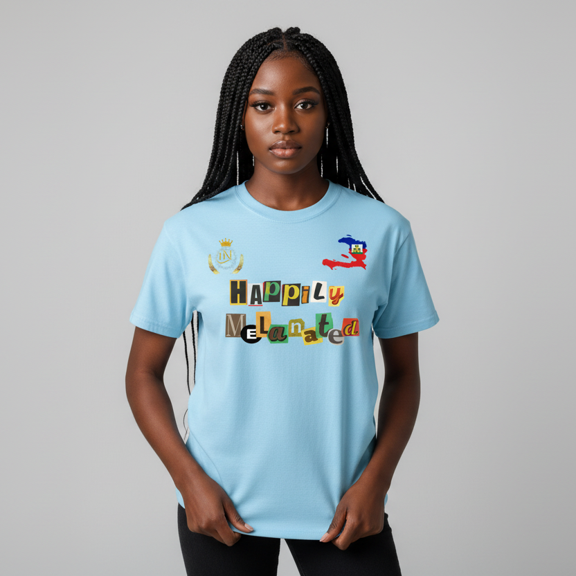 Haiti Flag Themed Vintage Wash Cotton Graphic Unisex T-Shirt