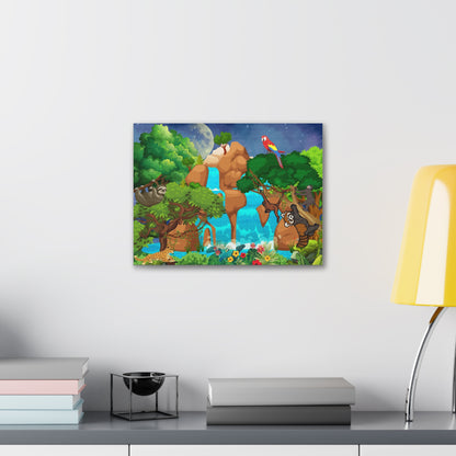 Canvas Gallery Wraps, Jungle Animals Cheetah Monkeys Wall Art, Kids Decor