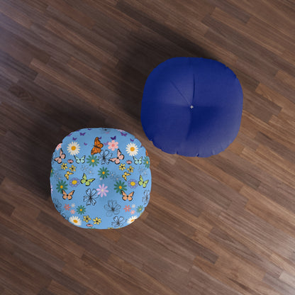 Floral Tufted Floor Pillow - Round Cushion for Cozy Decor