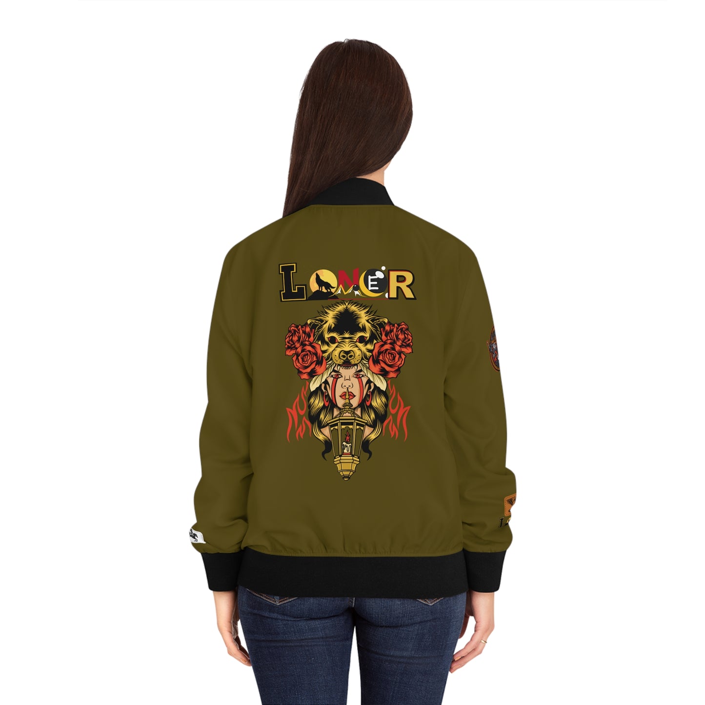 Wolf Themed Women's Illusion Art Graphic Outerwear, Wild Animal Print Coat, Unique Jacket for Her, Statement Clothing