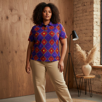 Geometric African Wax Print Unisex Polo Shirt