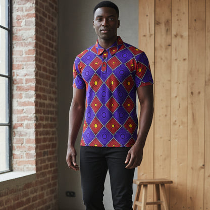 Geometric African Wax Print Unisex Polo Shirt