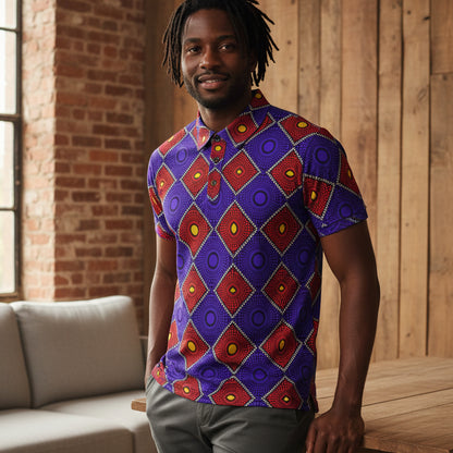 Geometric African Wax Print Unisex Polo Shirt