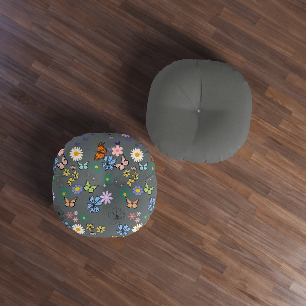 Floral Tufted Floor Pillow - Round Cushion for Cozy Decor Printify