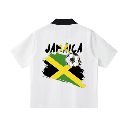 Jamaican Flag Themed Unisex Graphic Contrast Collar Striped Soccer Jersey