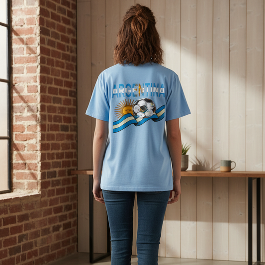 Unisex Essential Cotton T-Shirt Featuring an Argentina Flag Graphic Art Design