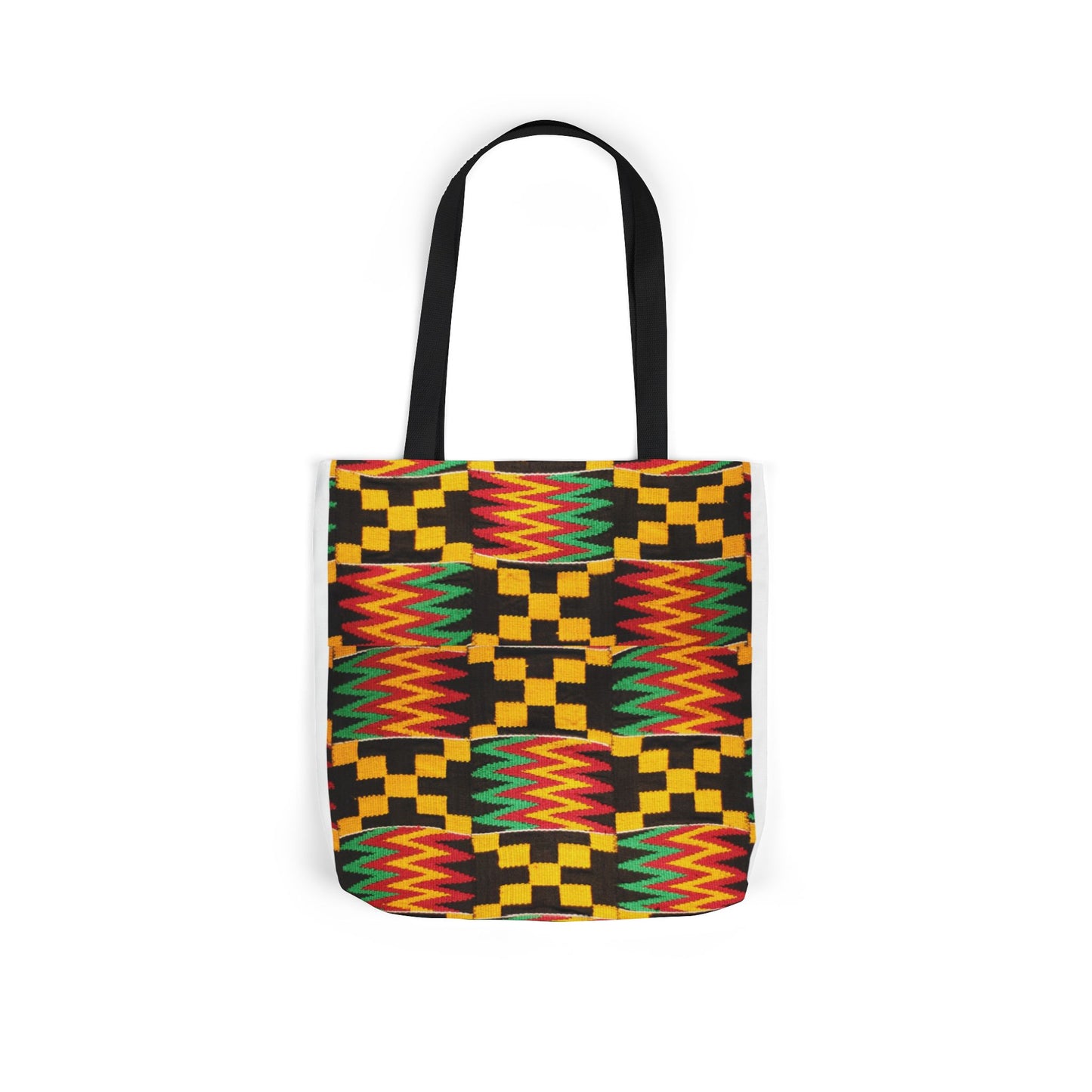 Kente Pattern Canvas Tote Bag — Vibrant African Print Market Tote