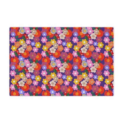 Floral Fiesta Minky Blanket — Bright Retro Flower Pattern, Cozy Throw for Living Room & Kids