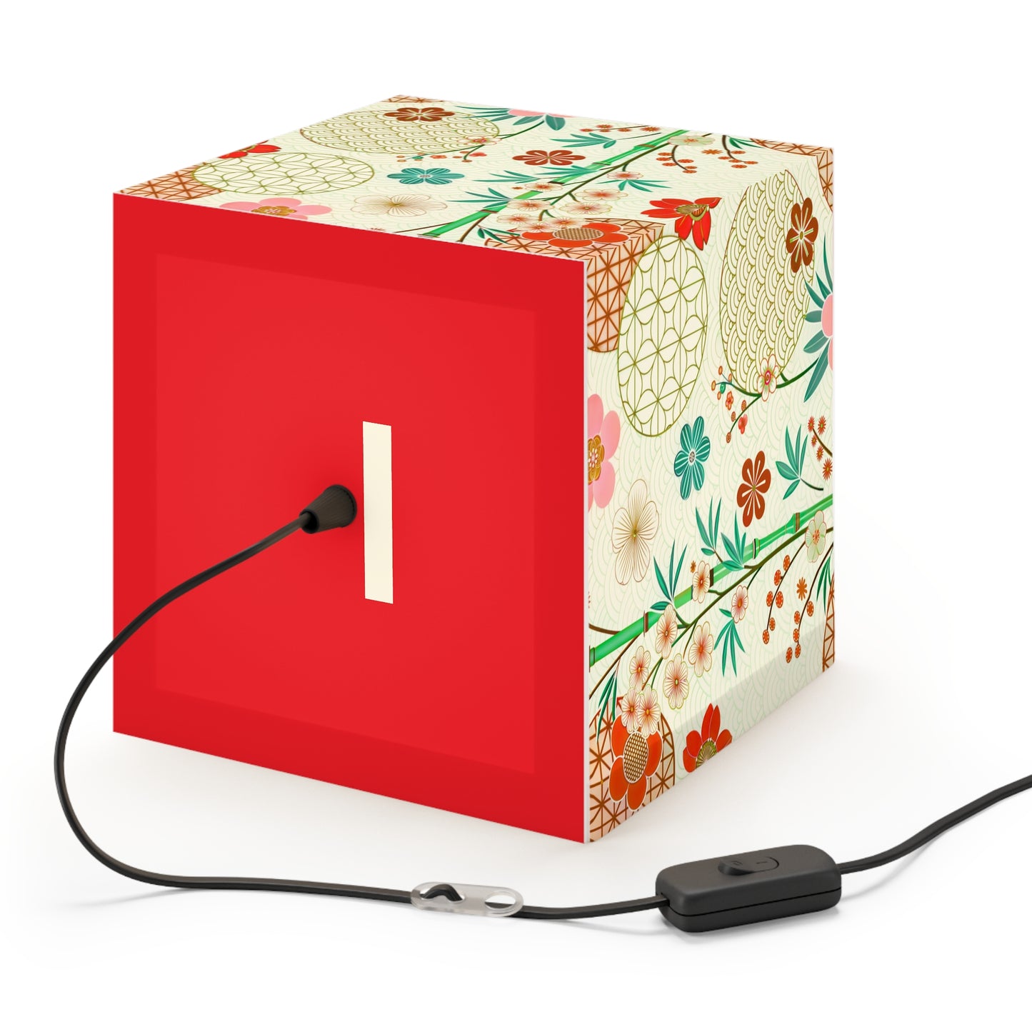 Japanese Floral Cube Lamp — Vintage Sakura Pattern Light Cube