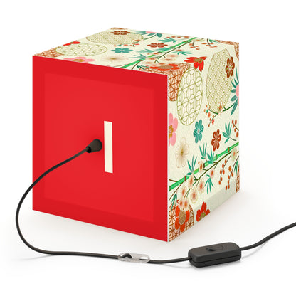 Japanese Floral Cube Lamp — Vintage Sakura Pattern Light Cube