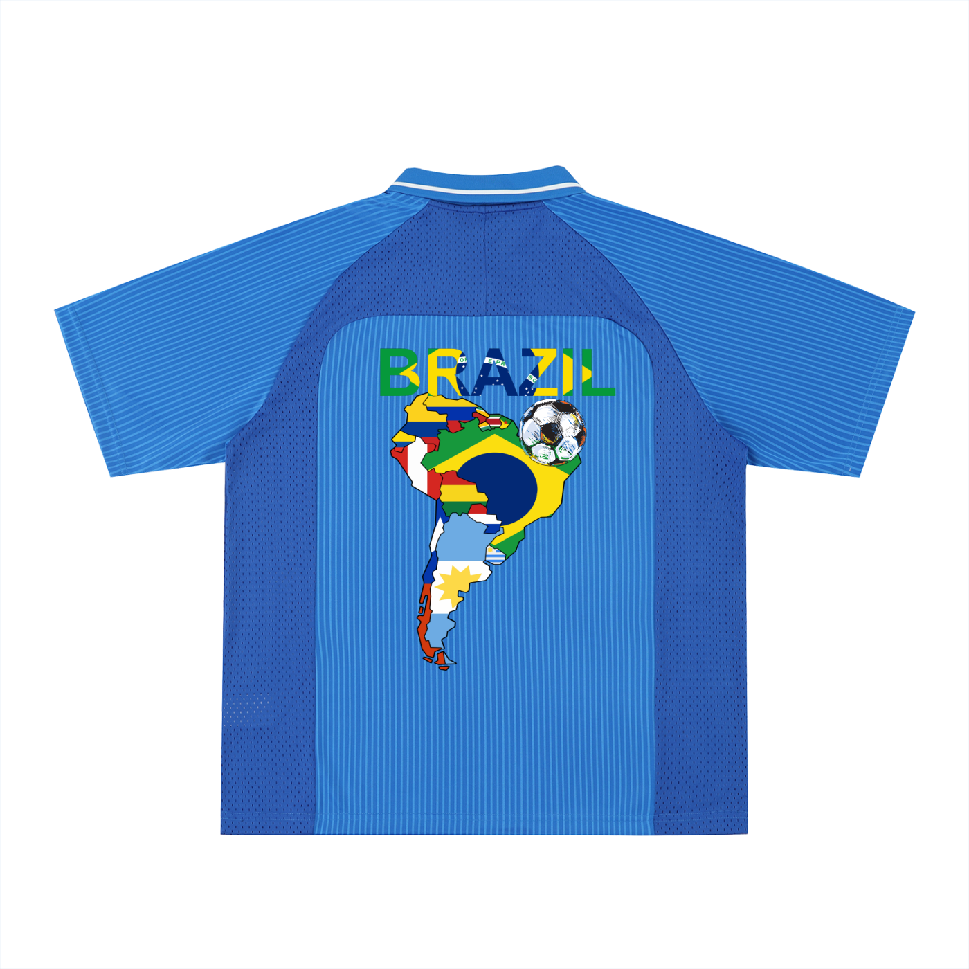 Brazil Flag Themed Striped V-Neck Soccer Jersey