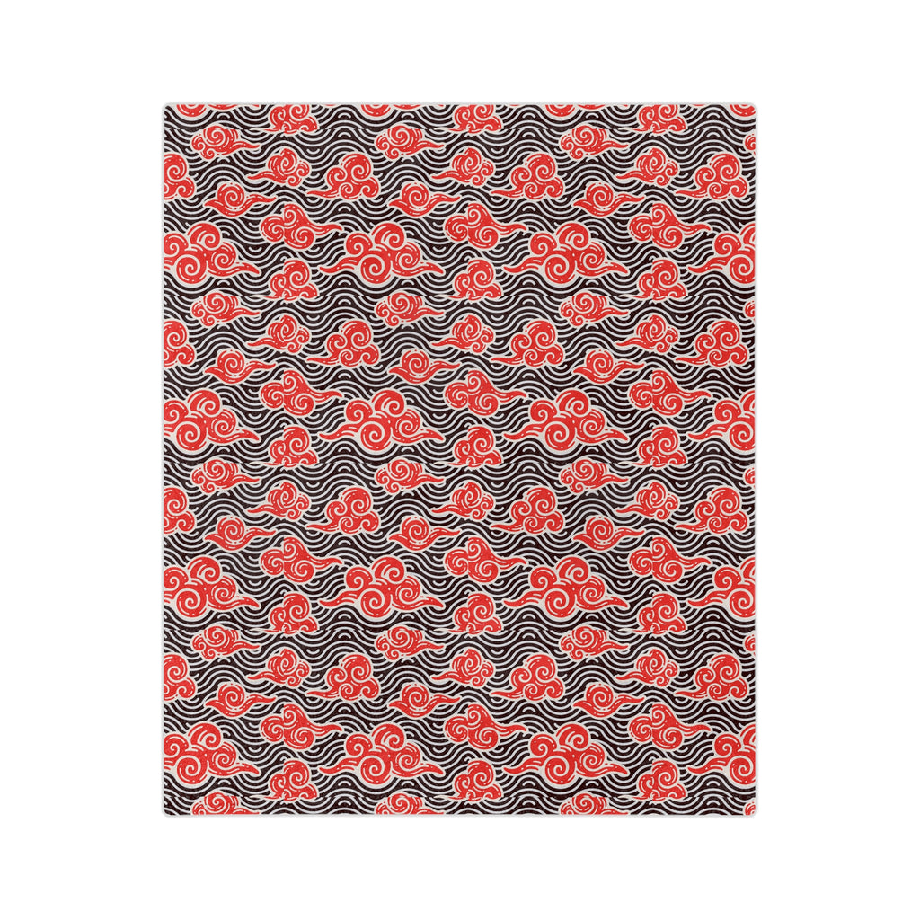 Red Cloud Swirl Velveteen Blanket — Plush Microfiber Throw Printify