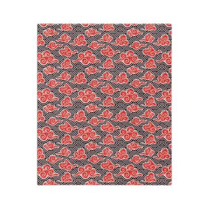 Red Cloud Swirl Velveteen Blanket — Plush Microfiber Throw