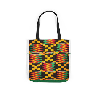 Kente Pattern Canvas Tote Bag — Vibrant African Print Market Tote