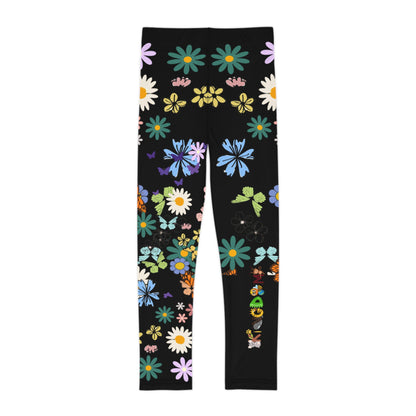 Colorful Floral Kids Leggings - Playful Butterfly & Flower Design