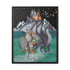 Knight and Dragon Fantasy Art, Framed Matte Canvas Printify