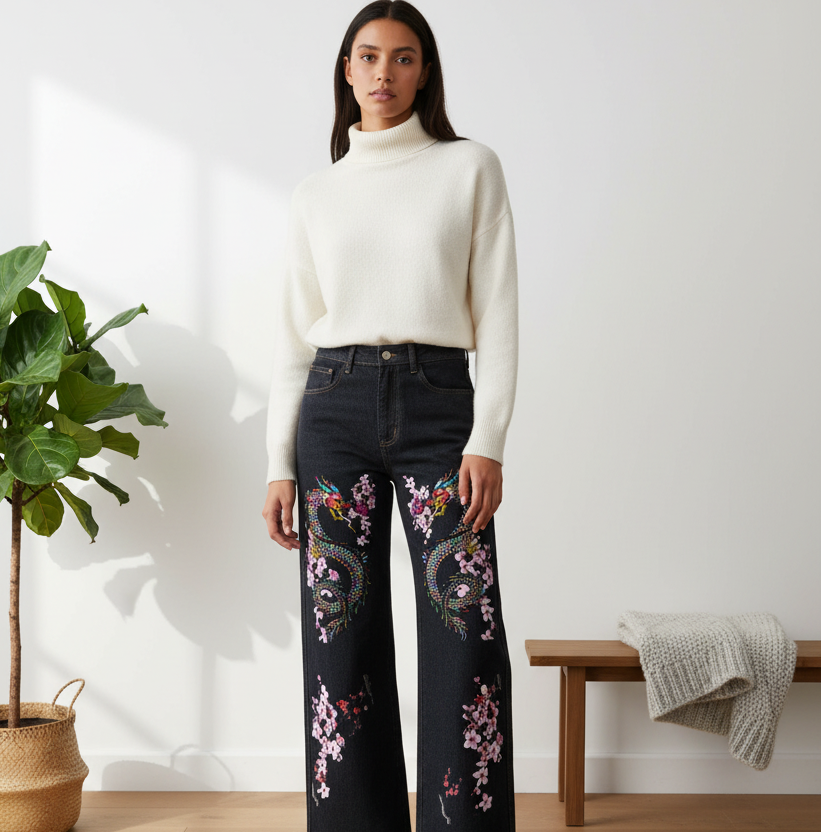 Colorful Dragon  Art Graphic Women's Straight-Leg Denim Jeans