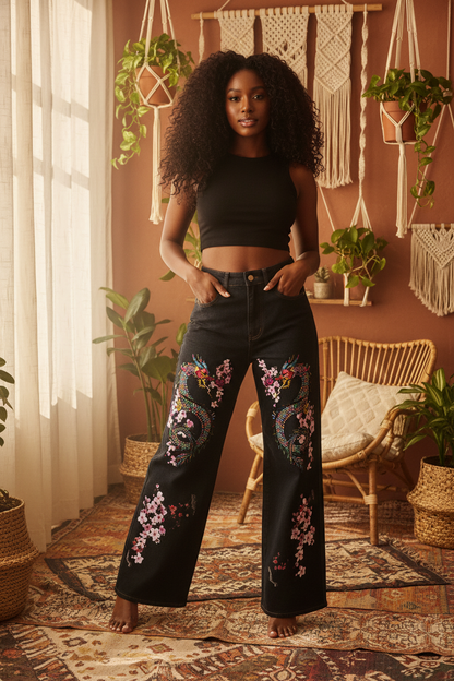 Colorful Dragon  Art Graphic Women's Straight-Leg Denim Jeans