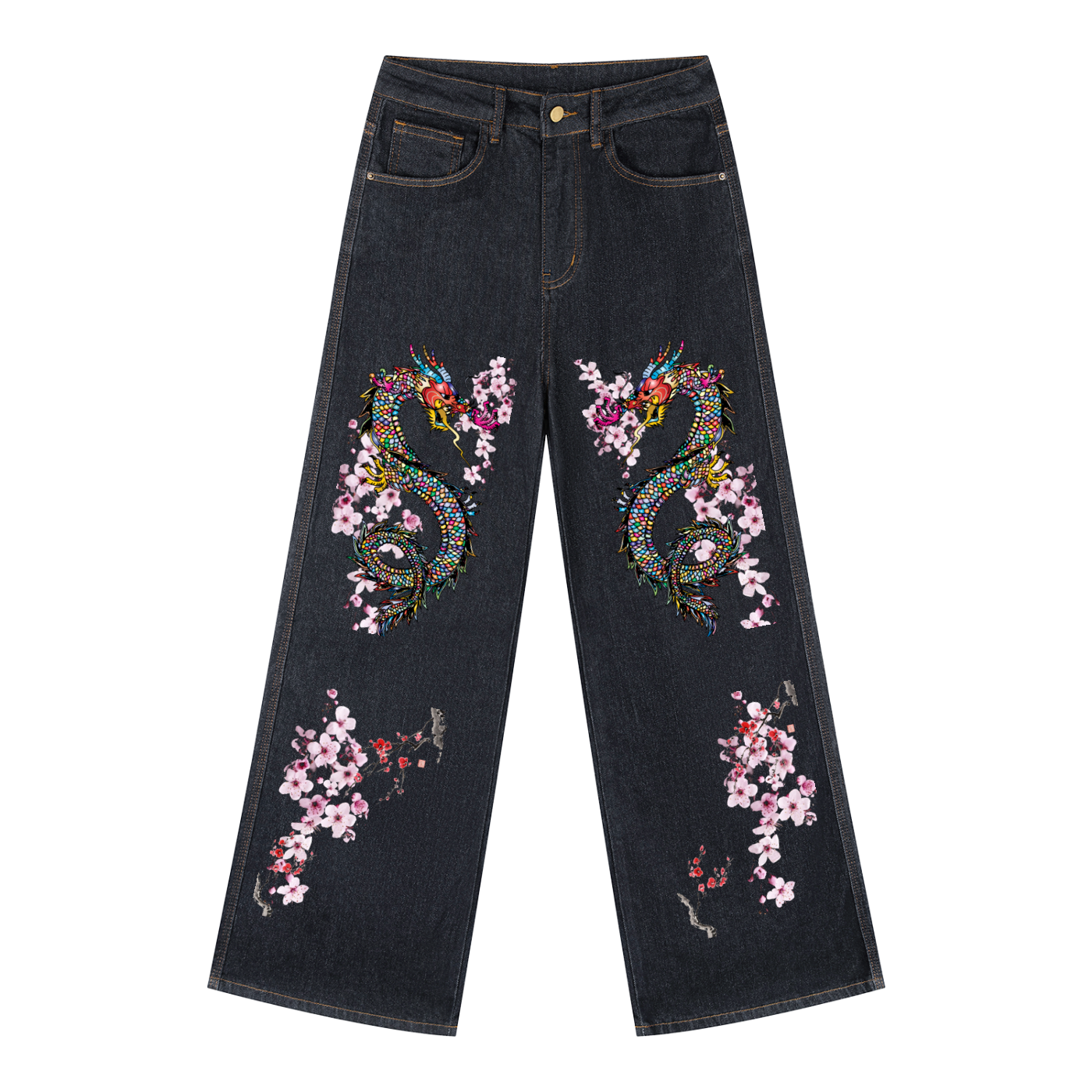 Colorful Dragon  Art Graphic Women's Straight-Leg Denim Jeans