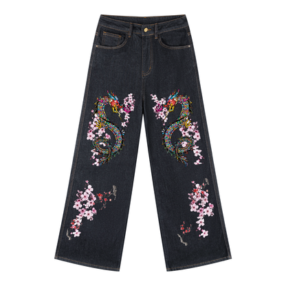 Colorful Dragon  Art Graphic Women's Straight-Leg Denim Jeans