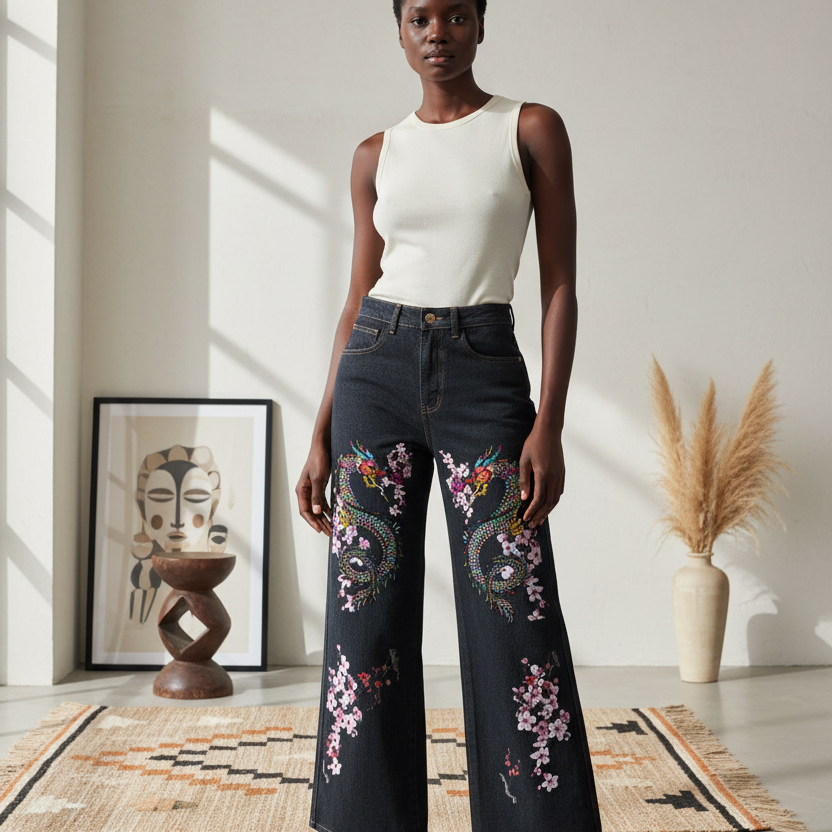Colorful Dragon  Art Graphic Women's Straight-Leg Denim Jeans
