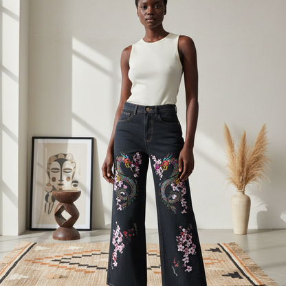 Colorful Dragon  Art Graphic Women's Straight-Leg Denim Jeans