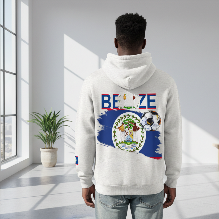 Belize Flag Themed Graphic Oversize Fleeced Unisex  Hoodie
