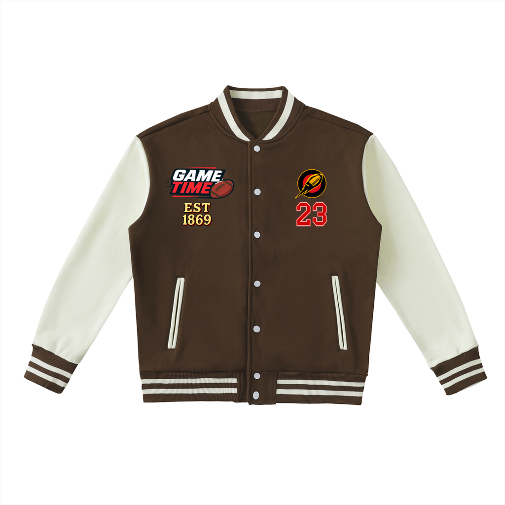Football Fan Graphic Unisex Two-Tone Fleeced Varsity Jacket