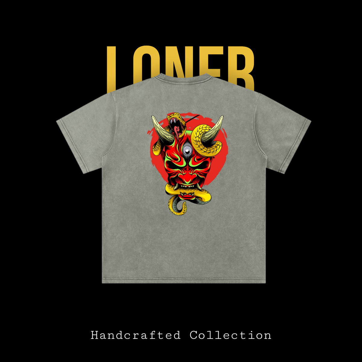 Samurai Menpo Unisex Graphic Tee, Bamboo Slub Snow Washed T-Shirt ODMPOD