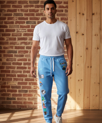 Travel-Themed Graphic Athletic Joggers, Unisex Performance Pants Printify