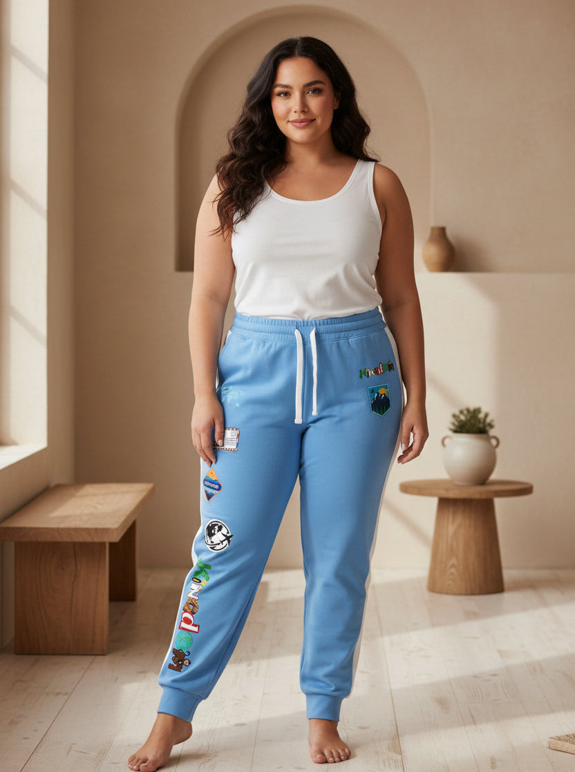 Travel-Themed Graphic Athletic Joggers, Unisex Performance Pants Printify