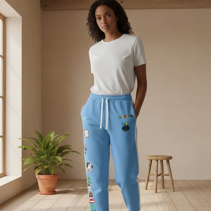 Travel-Themed Graphic Athletic Joggers, Unisex Performance Pants Printify