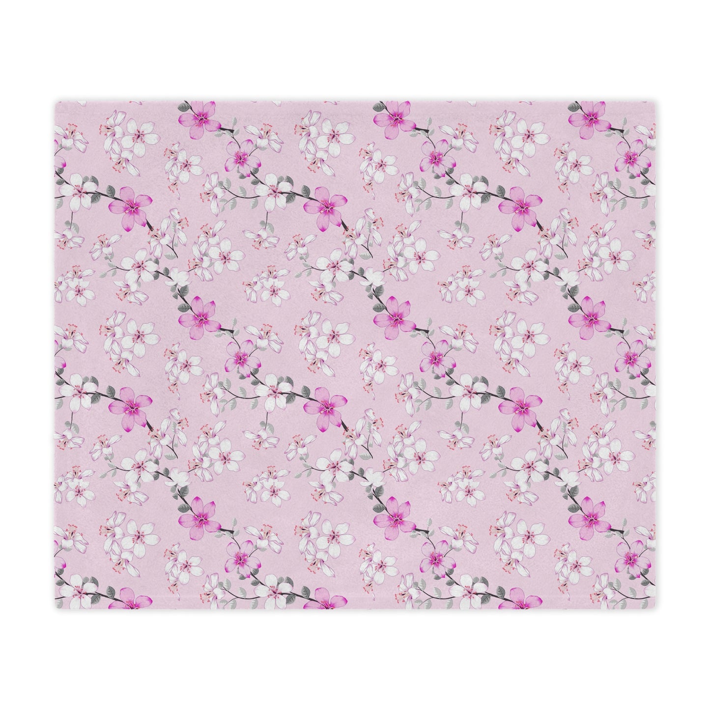 Floral Pink Cherry Blossom Minky Blanket
