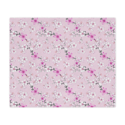 Floral Pink Cherry Blossom Minky Blanket