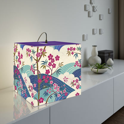 Japanese Floral Wave Light Cube Lamp — Cherry Blossom Ambient Night Light