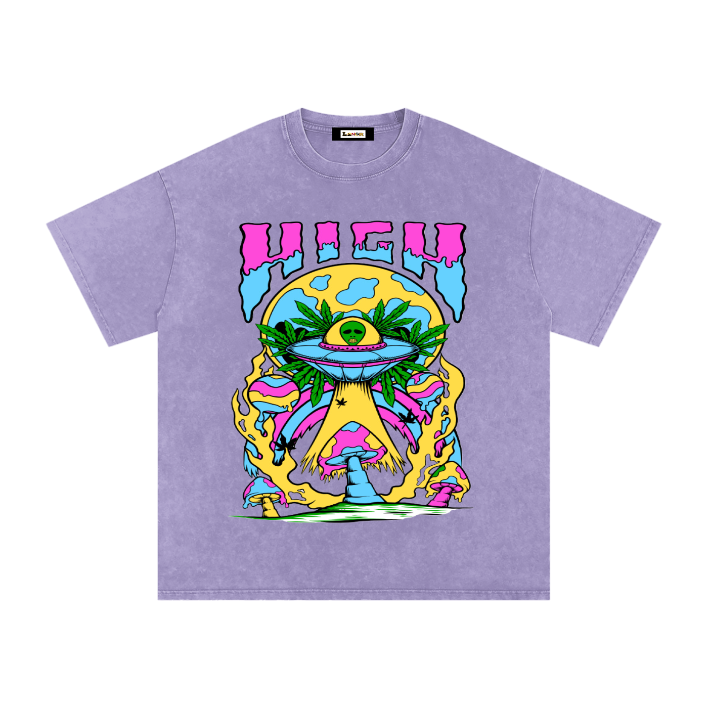 Graphic Alien Art Unisex Snow Washed Oversized Cotton T-Shirt