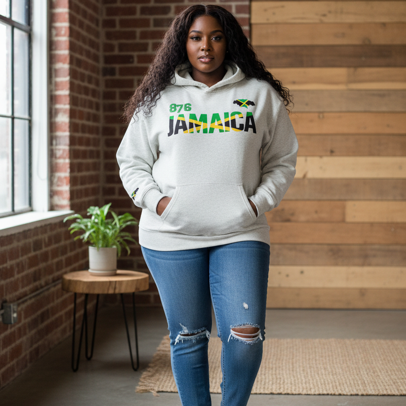 Jamaican Pride and Flag Themed Graphic Fleeced Unisex Hoodie