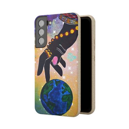 Artistic Biodegradable Case, Cosmic Ethnic Hand Design, Eco-Friendly Phone Accessory,   iPhone and Android